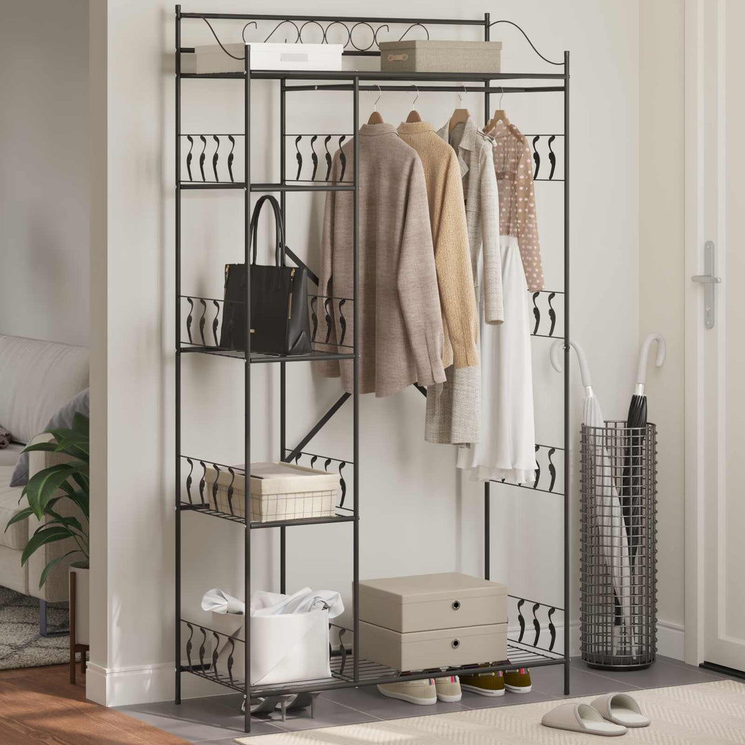 Åben Garderobe med hylde Sort 101 x 43 x 188 cm Stål