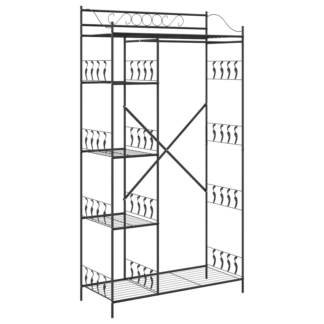 Åben Garderobe med hylde Sort 101 x 43 x 188 cm Stål