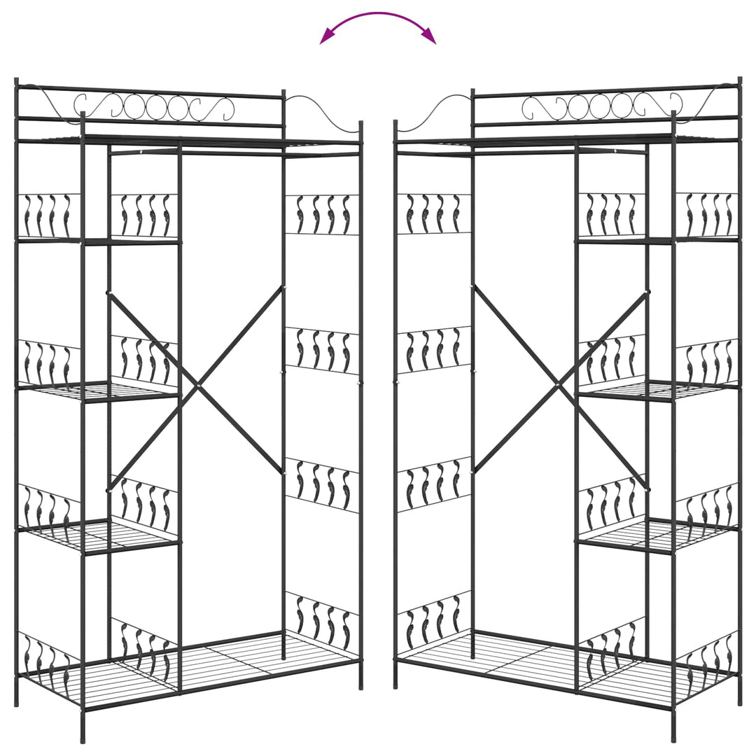 Åben Garderobe med hylde Sort 101 x 43 x 188 cm Stål