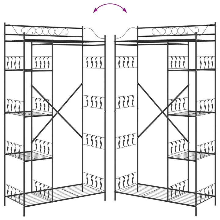 Åben Garderobe med hylde Sort 101 x 43 x 188 cm Stål