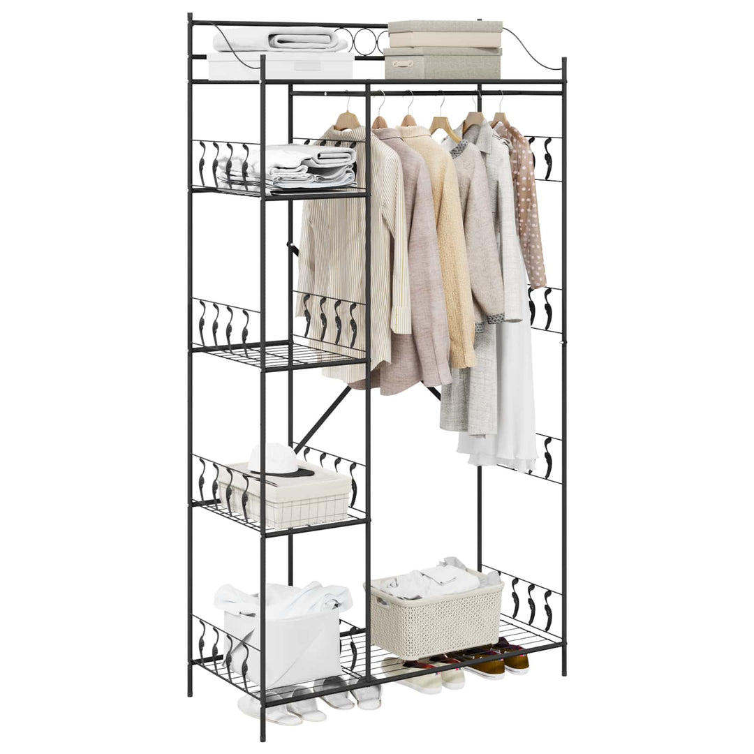 Åben Garderobe med hylde Sort 101 x 43 x 188 cm Stål