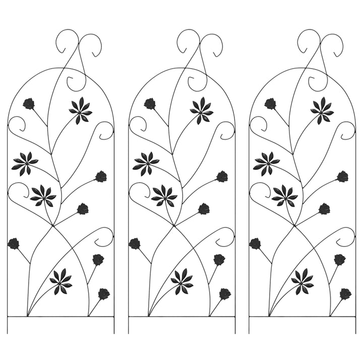 Havehegn med lås 3 pcs Sort 112 x 39,5 cm Stål