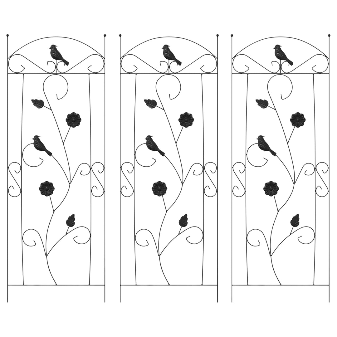 Havehegn 3 pcs Sort 110 x 40 cm Stål