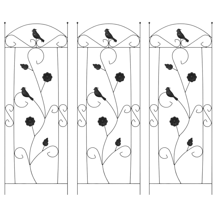 Havehegn 3 pcs Sort 110 x 40 cm Stål