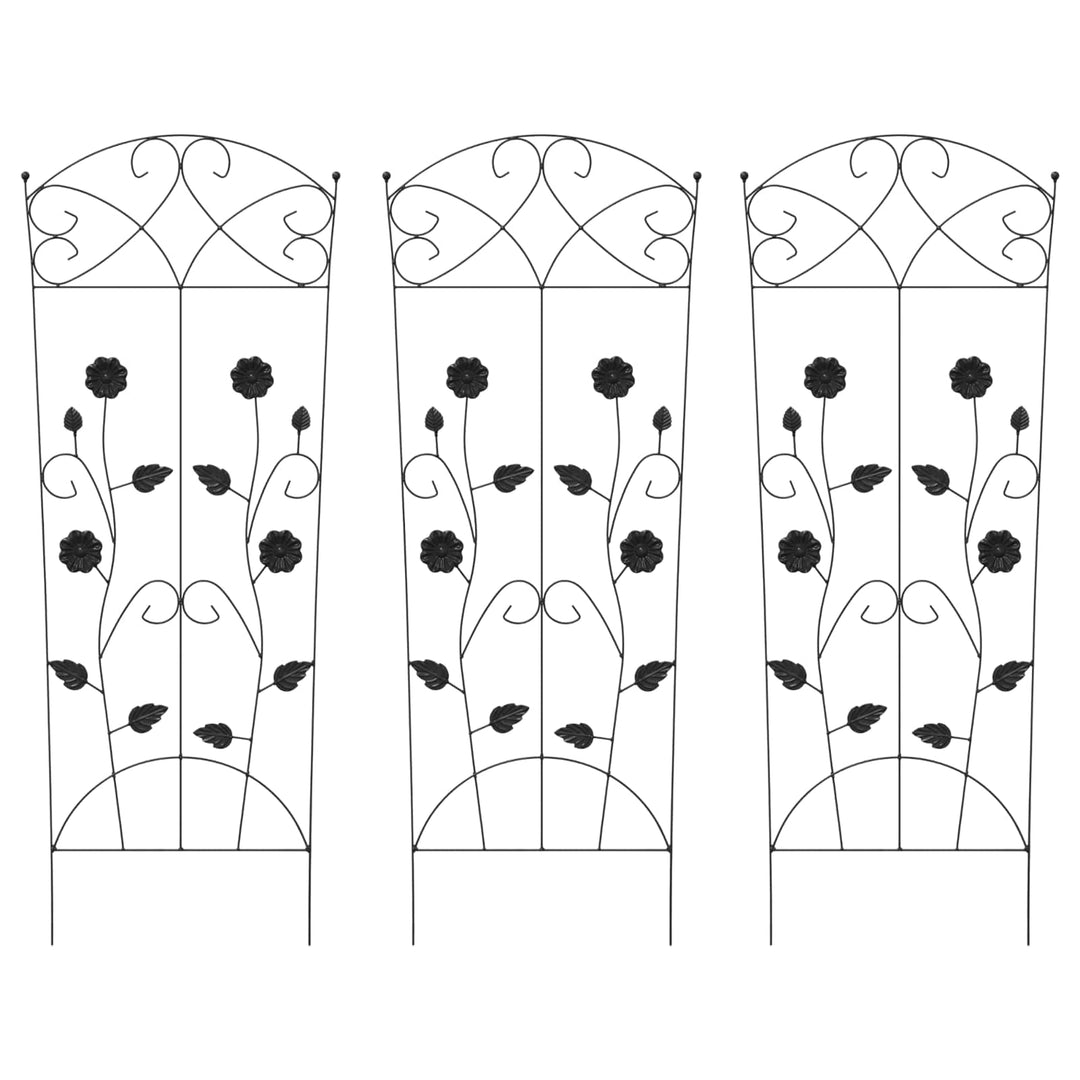 Havehegn 3 pcs Sort 110,5 x 42,5 cm Stål