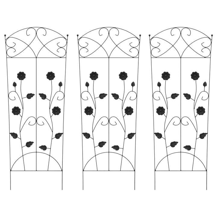 Havehegn 3 pcs Sort 110,5 x 42,5 cm Stål