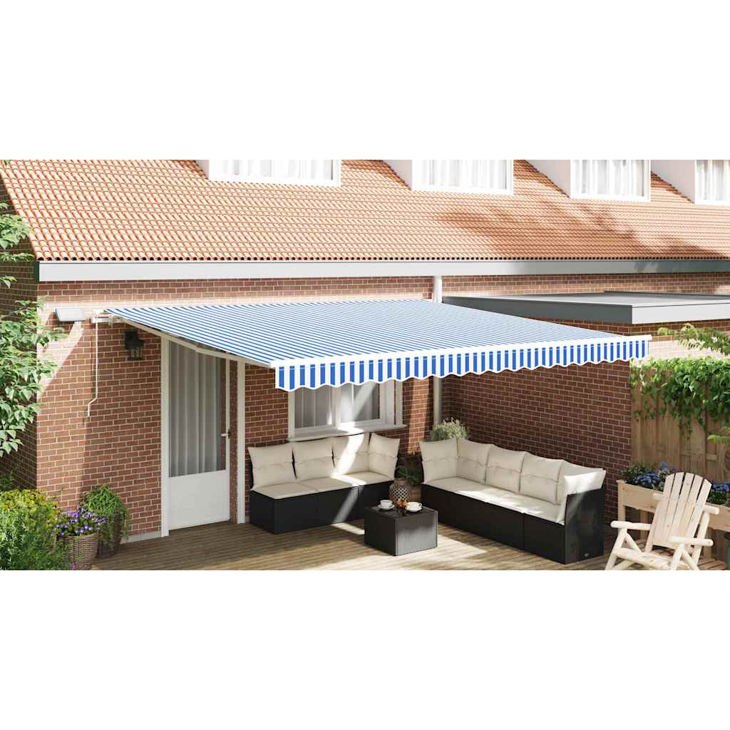 Utrækkelig Markise Blå og Hvid 450 × 300 cm