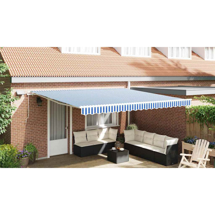 Utrækkelig Markise Blå og Hvid 450 × 300 cm