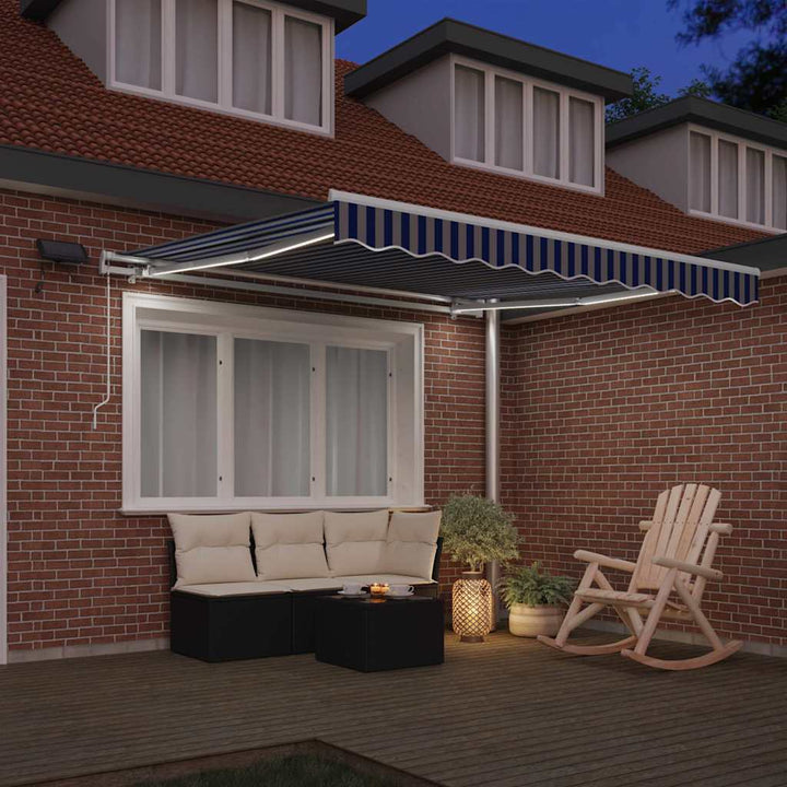 Udtrækkelig markise Blå og Hvid 350 x 250 cm