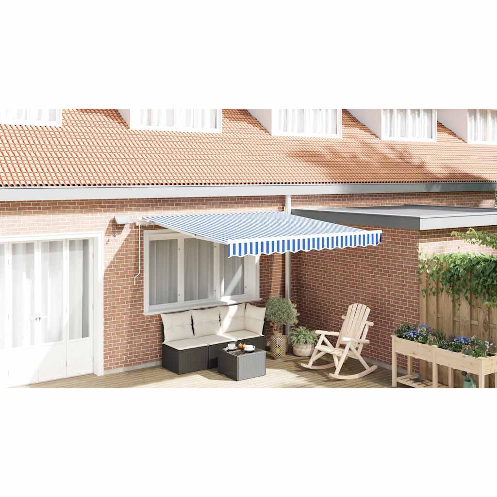 Utrækkelig Markise Blå og Hvid 350 x 250 cm