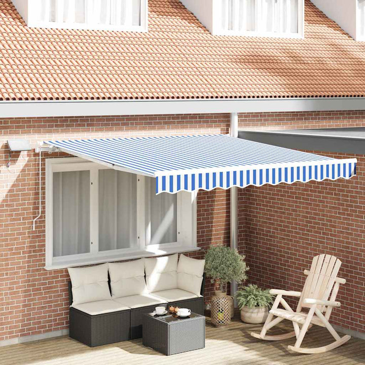 Udtrækkelig markise Blå og Hvid 350 x 250 cm