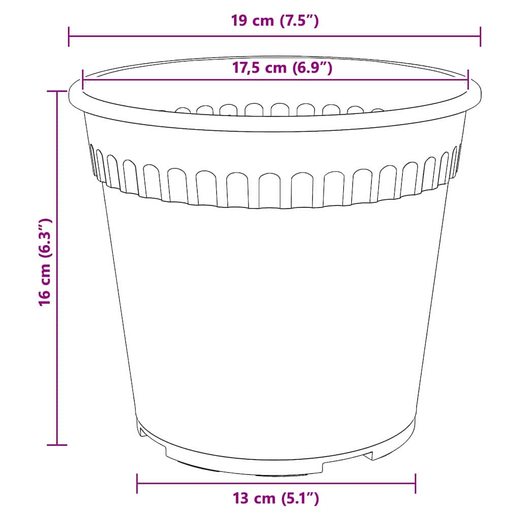 Plantepotter 24 pcs Mursten Rød Ø 19 x 16 cm Plastik