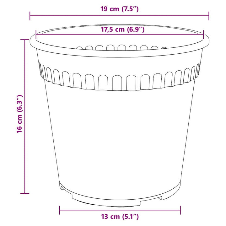 Plantepotter 24 pcs Sort Ø 19 x 16 cm Plastik