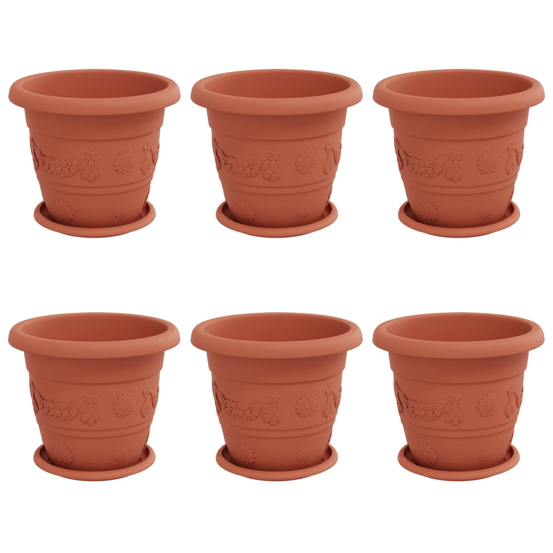 Plantepotter 6 pcs Mursten Rød Ø 26 x 21.5 cm Plastik