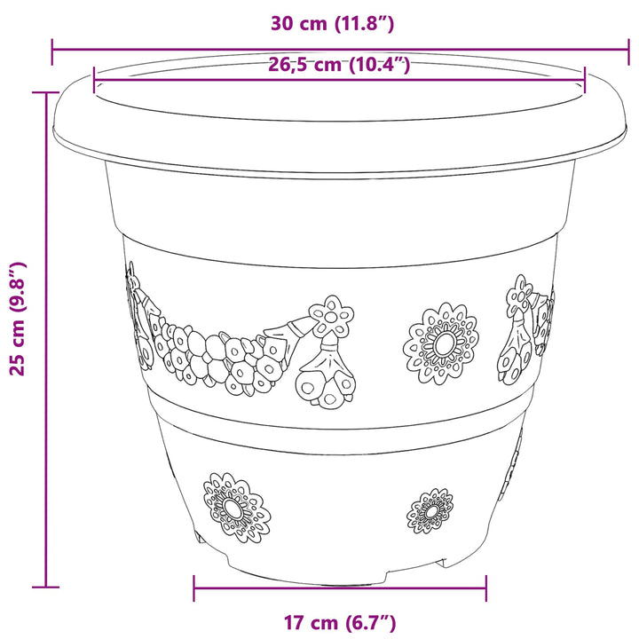 Plantepotter 6 pcs Mursten Rød Ø 30 x 25 cm Plastik