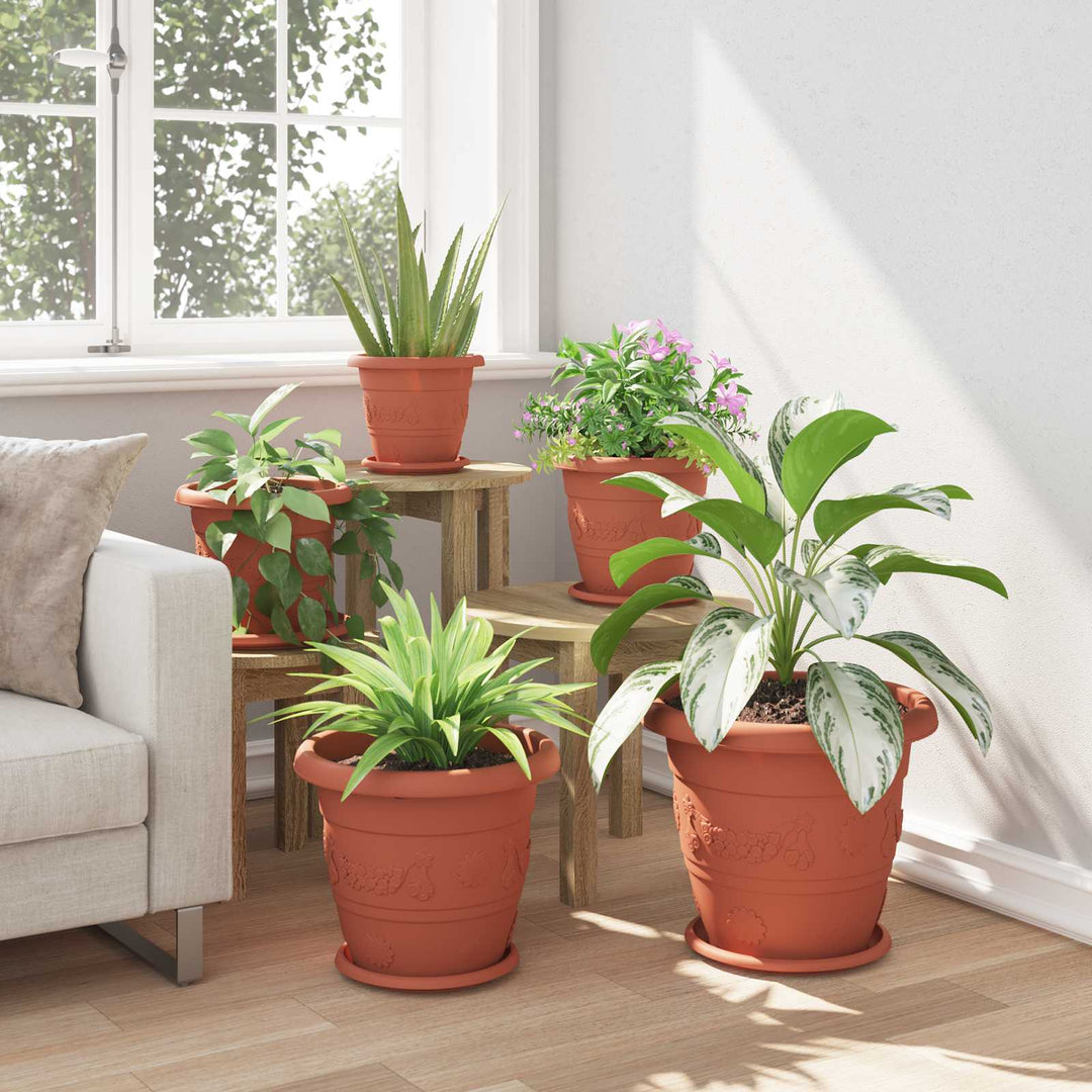 Plantepotter 6 pcs Mursten Rød Ø 34 x 28 cm Plastik