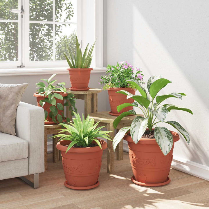 Plantepotter 6 pcs Mursten Rød Ø 34 x 28 cm Plastik