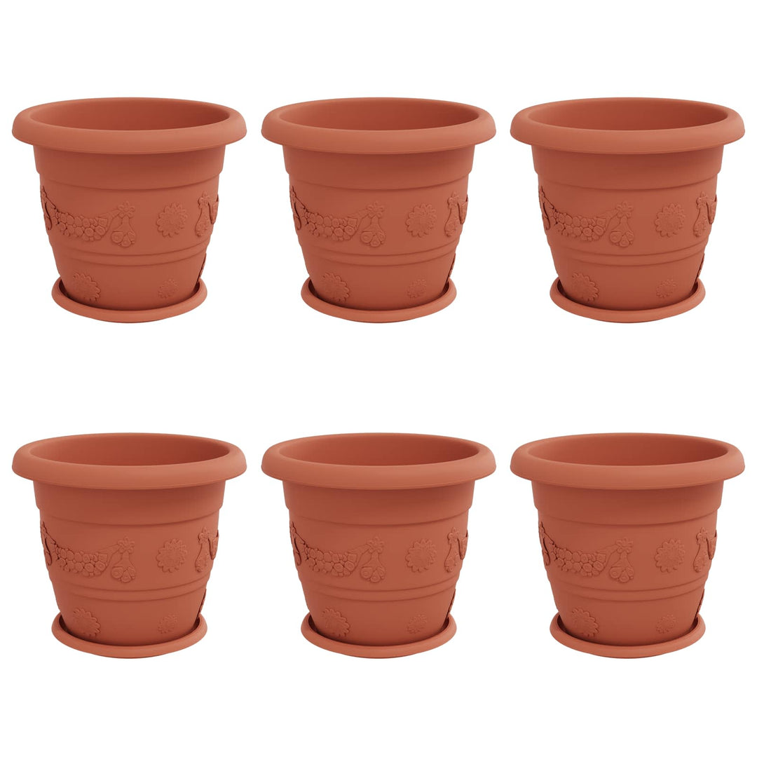 Plantepotter 6 pcs Mursten Rød Ø 34 x 28 cm Plastik
