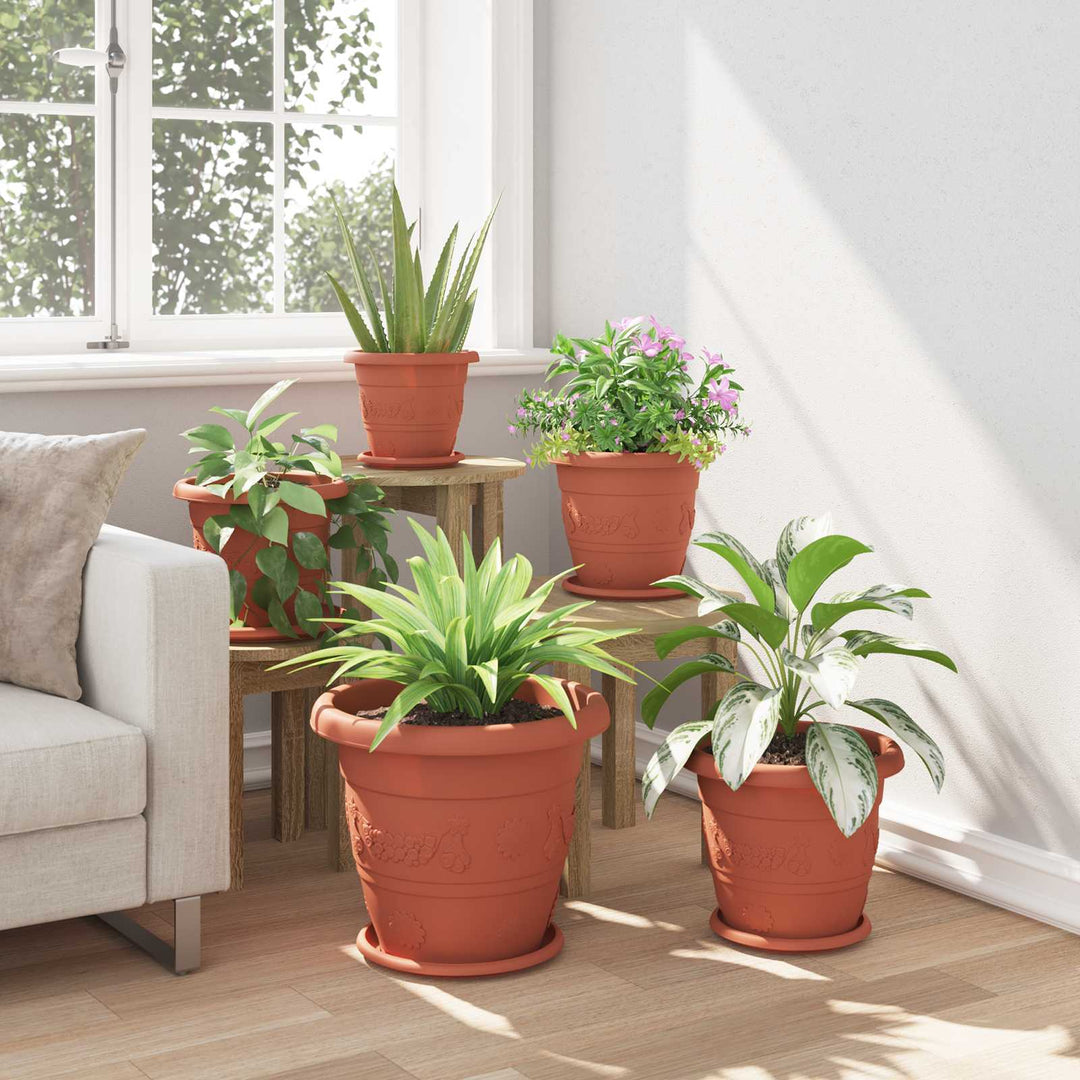 Plantepotter 6 pcs Mursten Rød Ø 39 x 32 cm Plastik