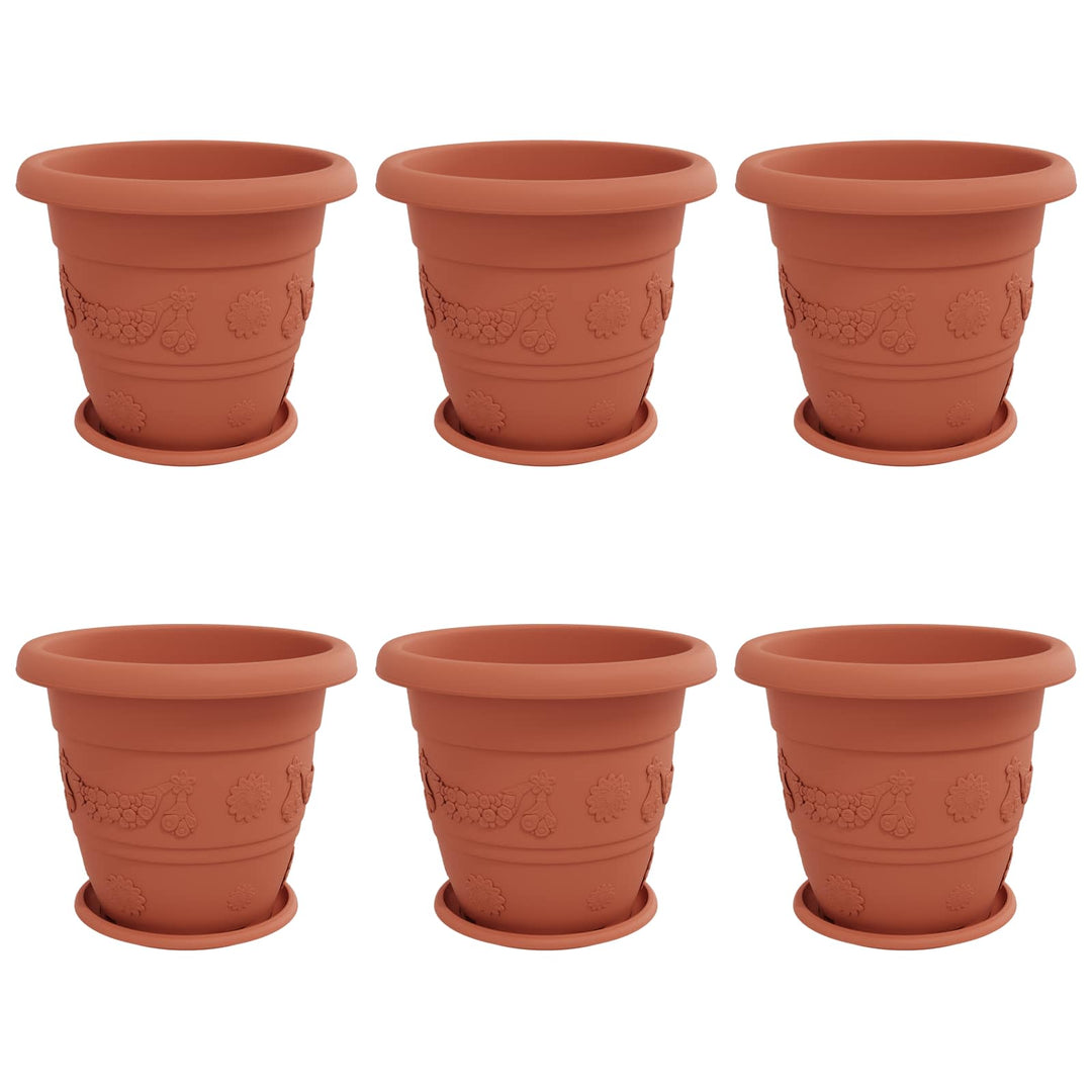 Plantepotter 6 pcs Mursten Rød Ø 39 x 32 cm Plastik