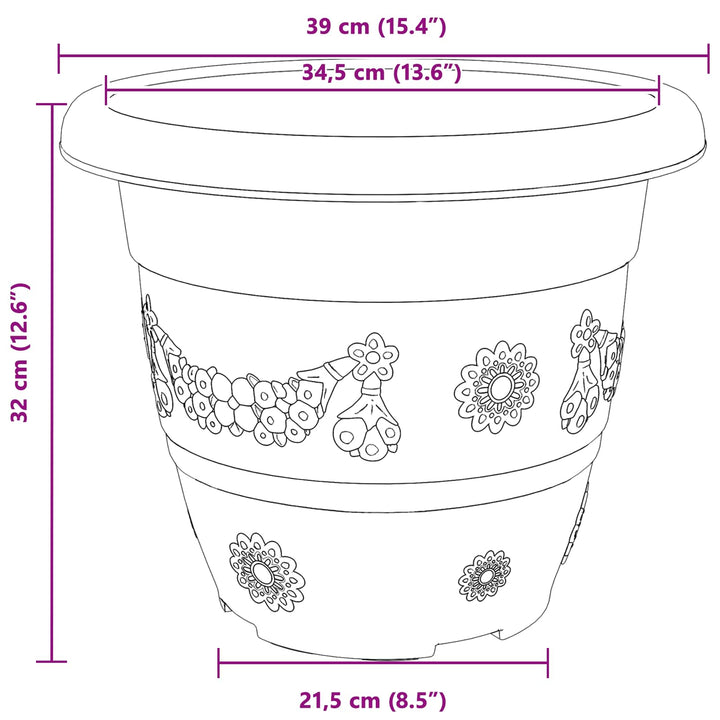 Plantepotter 6 pcs Mursten Rød Ø 39 x 32 cm Plastik