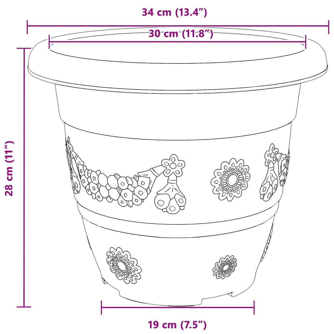 Plantepotter 6 pcs Sort Ø 34 x 28 cm Plastik