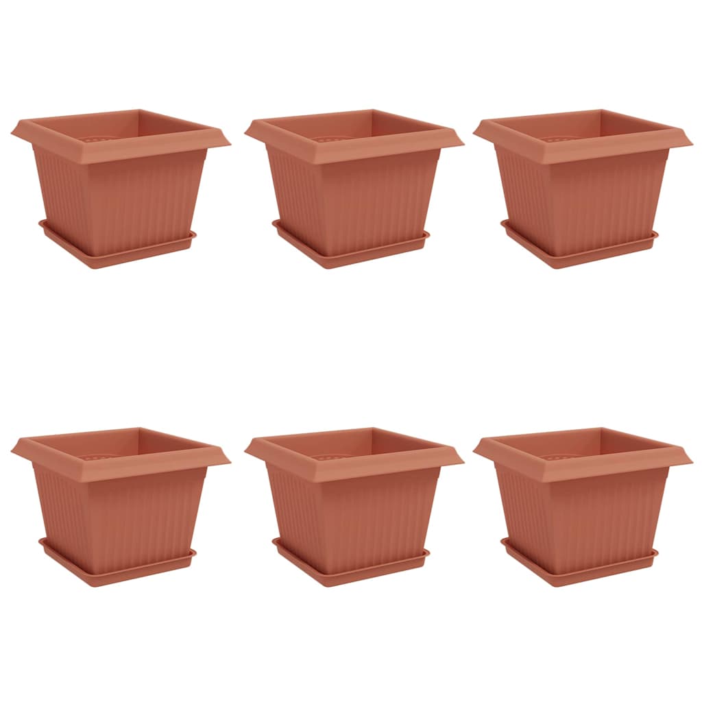 Plantepotter 6 pcs Mursten Rød 23 x 23 x 17,5 cm Plastik