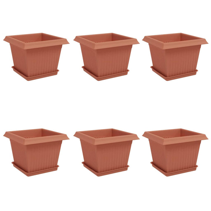 Plantepotter 6 pcs Mursten Rød 23 x 23 x 17,5 cm Plastik