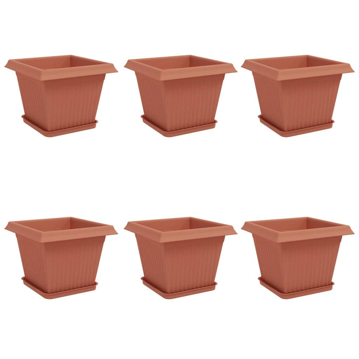 Plantepotter 6 pcs Mursten Rød 28,5 x 28,5 x 22 cm Plastik