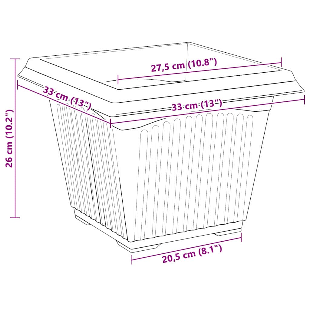 Plantepotter 6 pcs Mursten Rød 33 x 33 x 26 cm Plastik