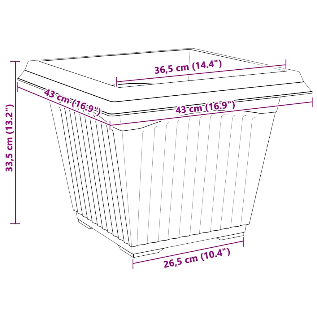 Plantepotter 6 pcs Mursten Rød 43 x 43 x 33,5 cm Plastik