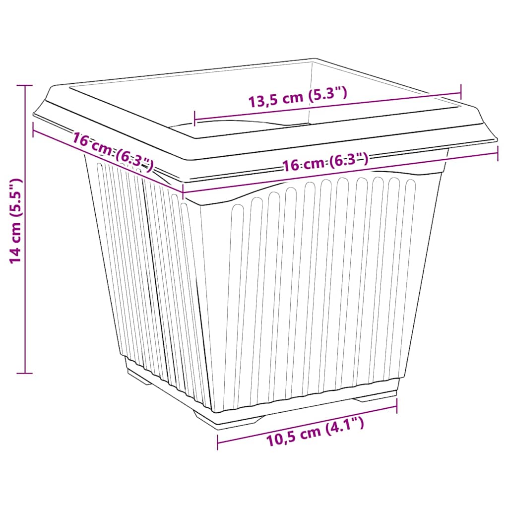 Plantepotter 24 pcs Sort 16 x 16 x 14 cm Plastik