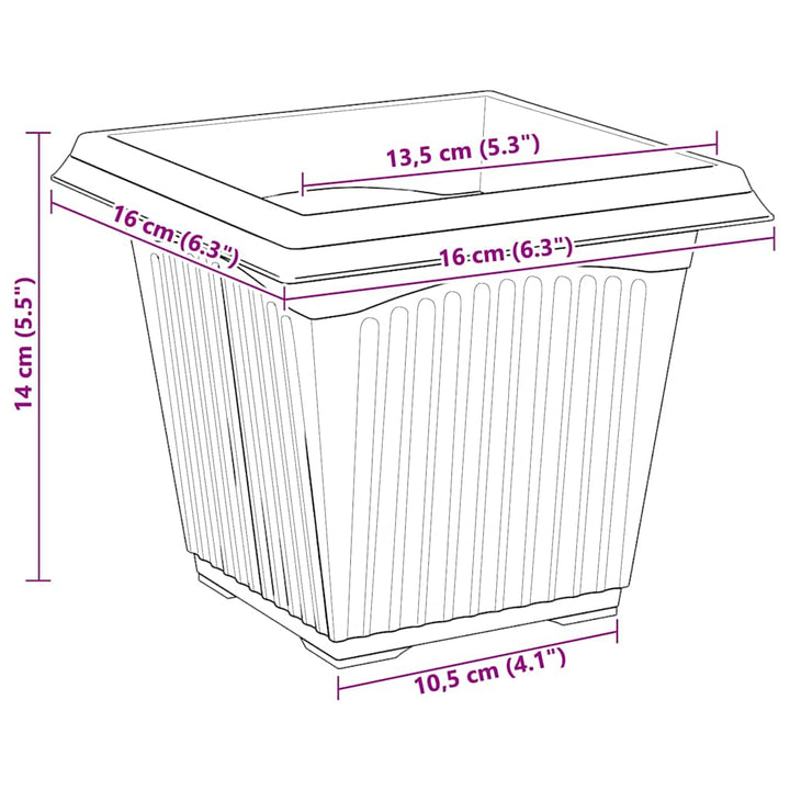 Plantepotter 24 pcs Sort 16 x 16 x 14 cm Plastik