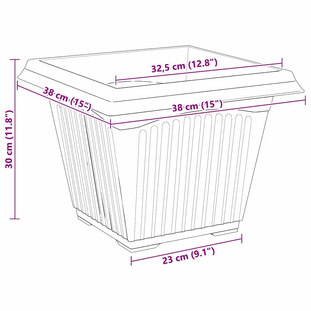 Plantepotter 24 pcs Sort 38 x 38 x 30 cm Plastik