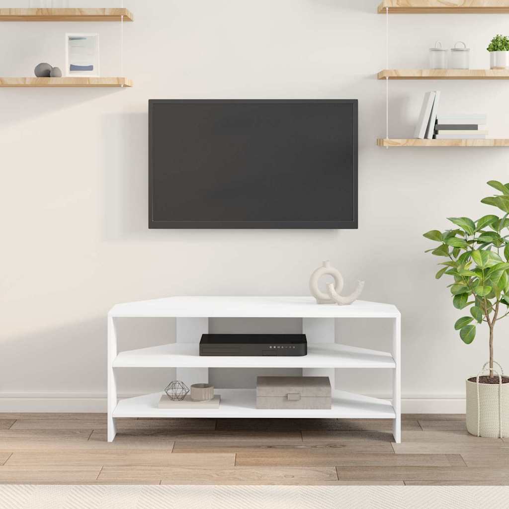 HjørneTVskab Hvid 102x40,5x45cm Konstrueret træ