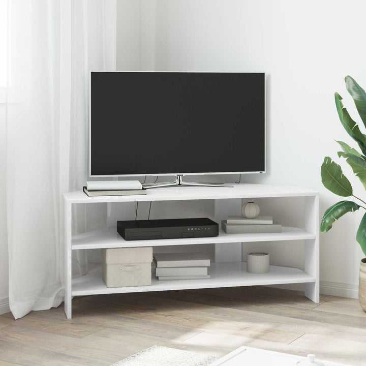 HjørneTVskab 100 x 40,5 x 45 cm Hvid højglans Konstrueret træ