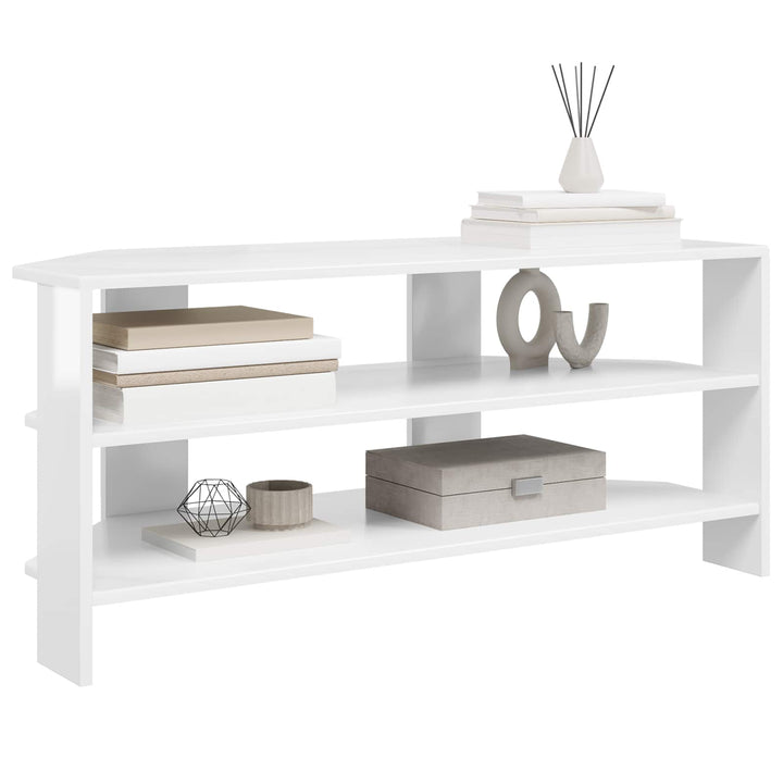 HjørneTVskab 100 x 40,5 x 45 cm Hvid højglans Konstrueret træ