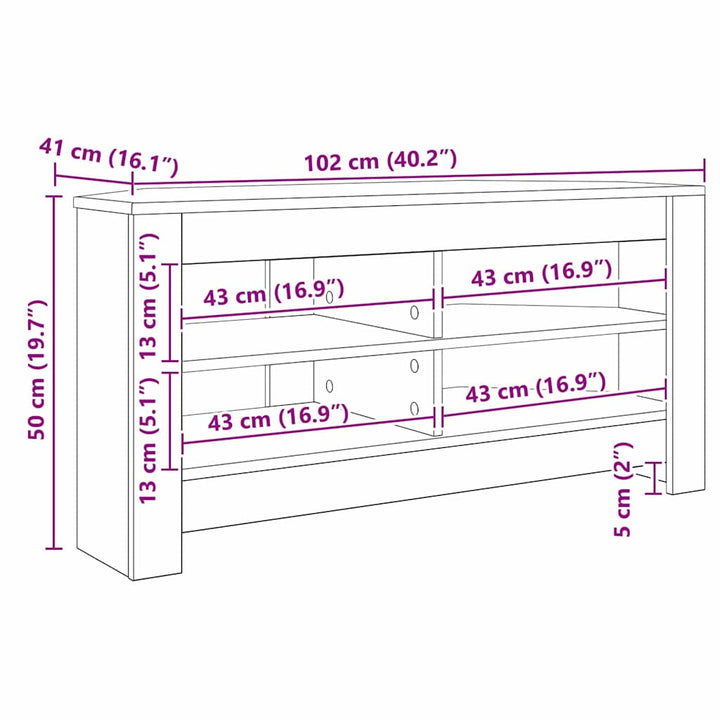 HjørneTVskab Sonoma eg 102 x 40,5 x 45 cm Konstrueret træ