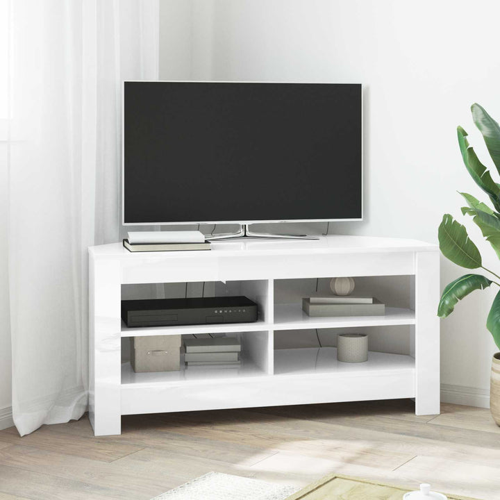 HjørneTVskab Højglans Hvid 102 x 40,5 x 45 cm Konstrueret træ