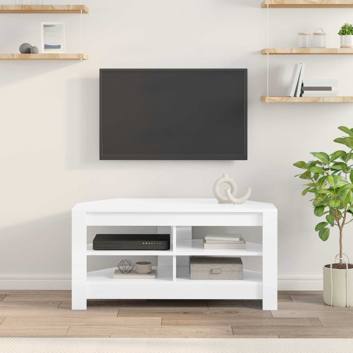 HjørneTVskab 102 x 41 x 50 cm Hvid højglans Konstrueret træ