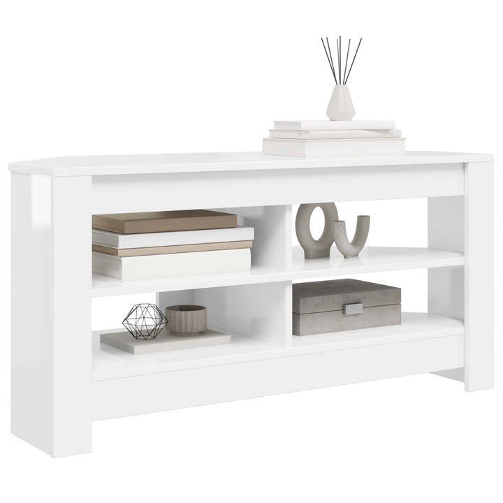 HjørneTVskab 102 x 41 x 50 cm Hvid højglans Konstrueret træ