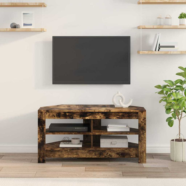 HjørneTVskab 102 x 40,5 x 45 cm Røget eg Konstrueret træ