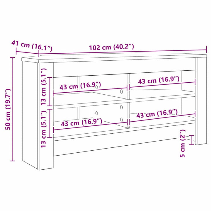HjørneTVskab 102 x 40,5 x 45 cm Røget eg Konstrueret træ