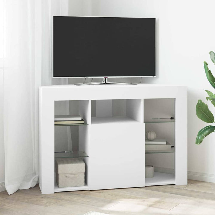 Hjørne LED TV Skab Vægmonteret Hvid 100x40x68cm Konstrueret træ