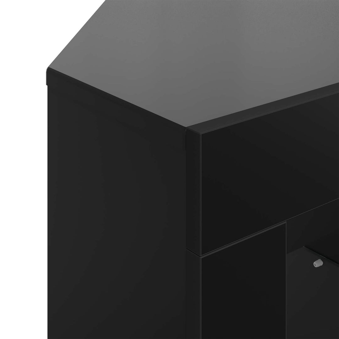 Hjørne LED TV Skab 100x40x68cm Sort Konstrueret træ