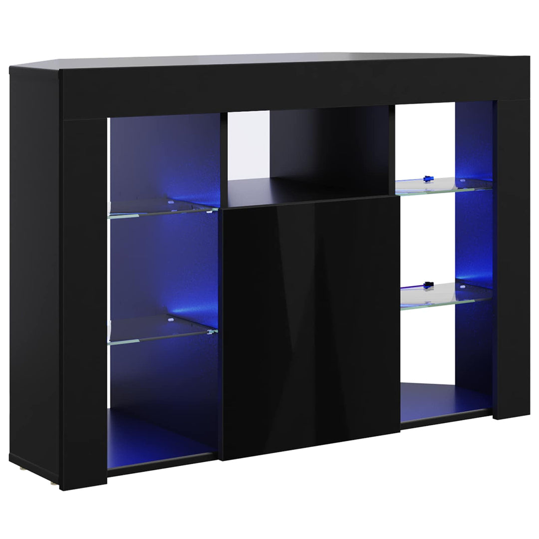 Hjørne LED TV Skab 100x40x68cm Sort Konstrueret træ