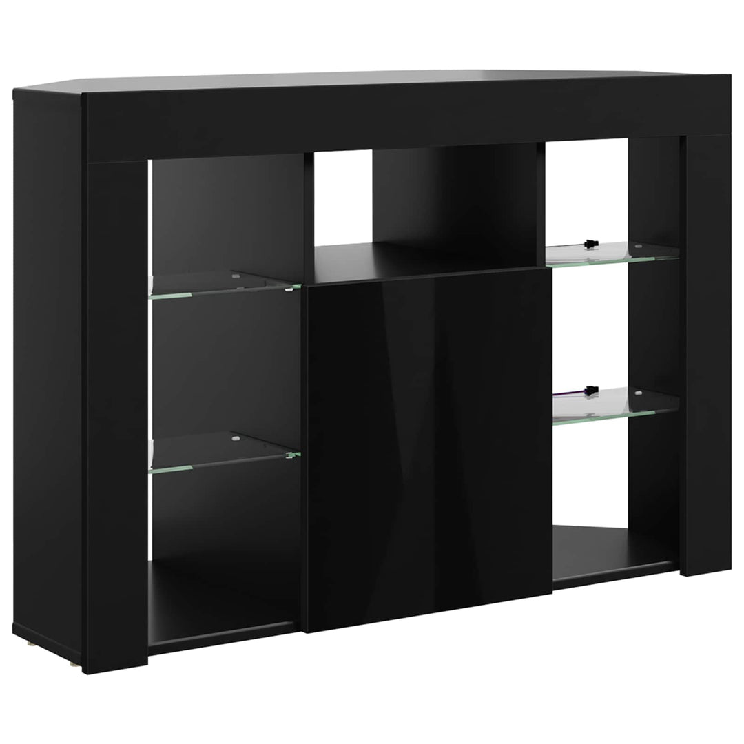 Hjørne LED TV Skab 100x40x68cm Sort Konstrueret træ