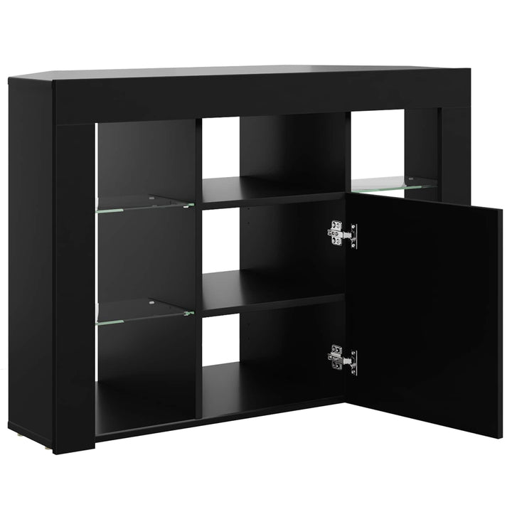 Hjørne LED TV Skab 100x40x68cm Sort Konstrueret træ