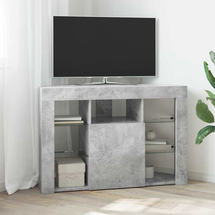 Hjørne LED TV Skab 100x40x68cm Beton Grå Konstrueret træ