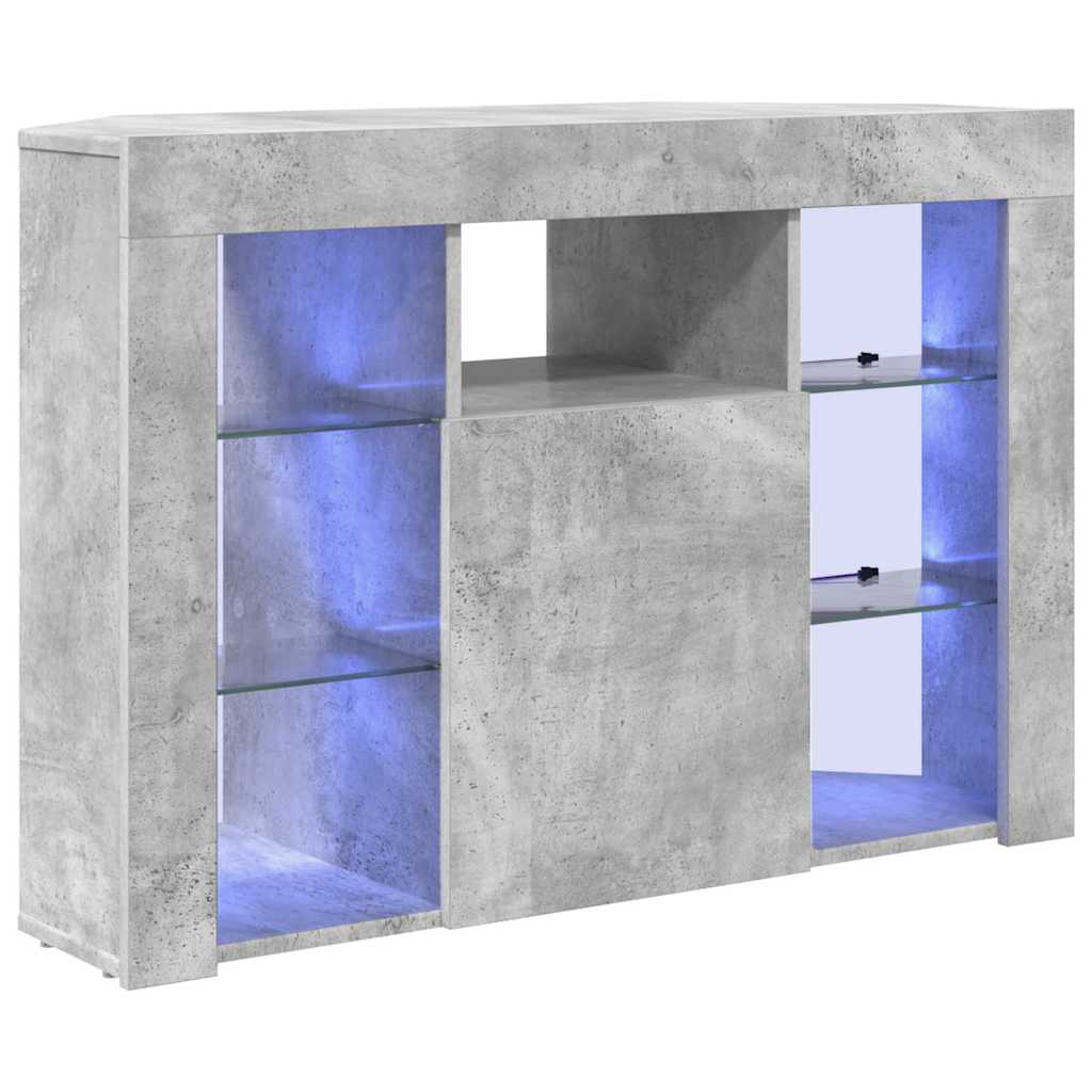 Hjørne LED TV Skab 100x40x68cm Beton Grå Konstrueret træ